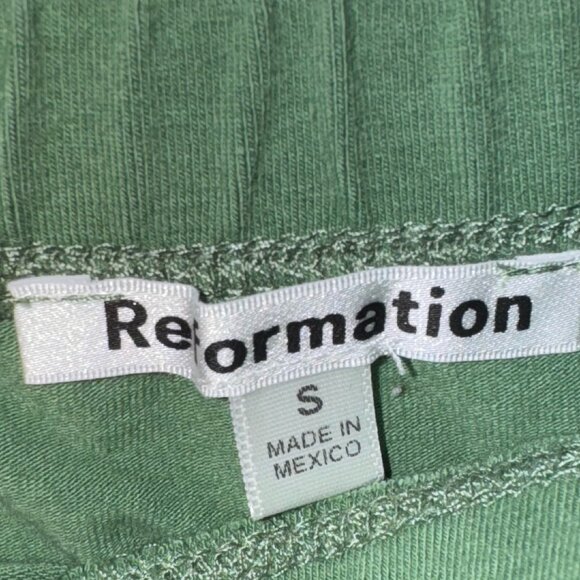 REFORMATION FOSTER KNIT TWO PIECE, BOTTLE GREEN, SMALL IN TOP AND SKIRT - Picture 7 of 7